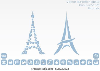 Eiffel tower in the form of coffee beans, vector illustration EPS 10.