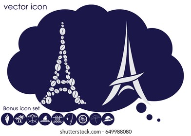 Eiffel tower in the form of coffee beans, vector illustration EPS 10.