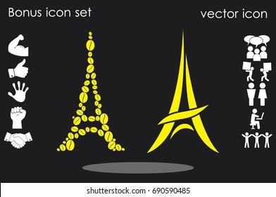 Eiffel tower in the form of coffee beans, vector illustration EPS 10.