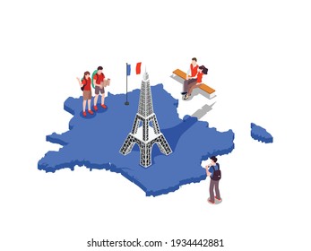 Eiffel tower of France 3D isometric vector concept for banner, website, illustration, landing page, flyer, etc