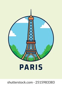 A Torre Eiffel na França Desenho animado Marco bonito ilustração vetor