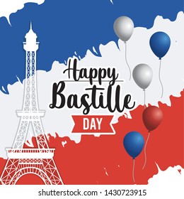 eiffel tower with france flag and balloons
