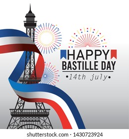 eiffel tower with france flag ribbon