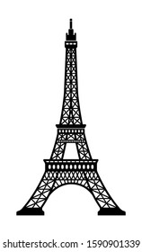 Eiffel tower - France , Paris / World famous buildings monochrome vector illustration.