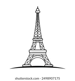 Eiffel tower France , Paris World famous buildings monochrome .Isolated on white background vector illustration.