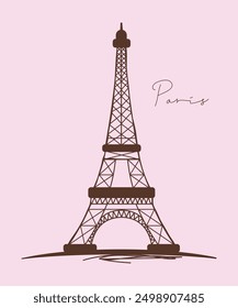 Eiffel tower France , Paris .World famous buildings monochrome .Isolated on purple background vector illustration.