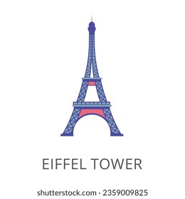 Eiffel tower as French symbol flat vector icon. Cartoon drawing or illustration of traditional symbol or tourist attraction on white background. Traveling, vacation, tourism, France concept