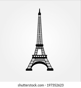 Eiffel tower front silhouette isolated