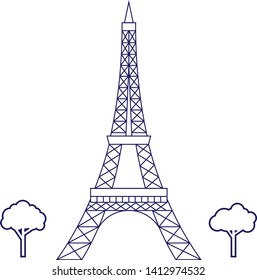 Eiffel tower geometric illustration isolated on background