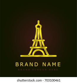 Eiffel tower golden metallic logo