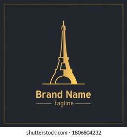Eiffel Tower golden modern logo design template
