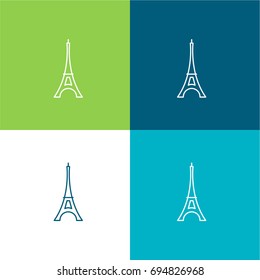 The Eiffel Tower green and blue material color minimal icon or logo design