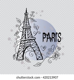  Eiffel tower. Hand drawing illustration.