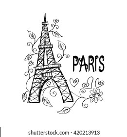  Eiffel tower. Hand drawing illustration.