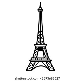 Eiffel Tower Hand drawn line art Paris Illustration