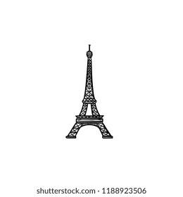 Eiffel Tower hand drawn outline doodle icon. France and landmark, tourism and architecture, famous concept. Vector sketch illustration for print, web, mobile and infographics on white background.