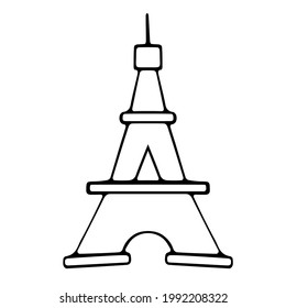 
Eiffel Tower hand drawn sketch isolated on white background. Bastille Day concept.