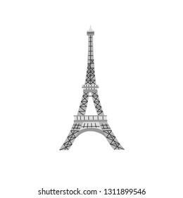 The Eiffel Tower hand drawn vector illustration on white background. Cute Paris architecture symbol. Travel french icon