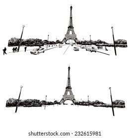 Eiffel Tower hand drawn, vector illustration