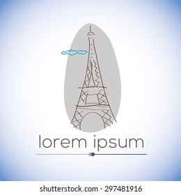 Eiffel tower-  hand drawn vector logo (sign, symbol, icon, illustration)
