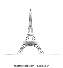 eiffel tower hand drawn vector illustration