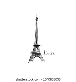 Eiffel tower. Hand-drawn illustration. Sketch, vector