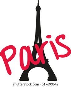 Eiffel tower with handwritten Paris
