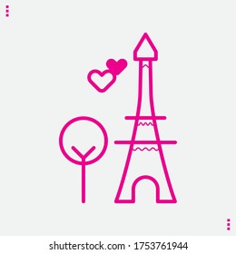 Eiffel Tower Heart Icon Vector illustration