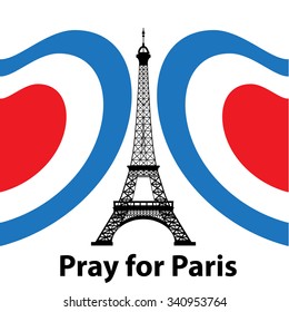 Eiffel tower and Heart shape seamless vector illustration, Pray for Paris.