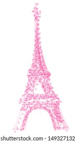 eiffel tower with herats, isolated on white background, vector illustration