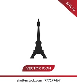 Eiffel tower icon. Art symbol, flat vector illustration.