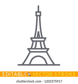 Eiffel tower icon. Best tourist destinations in the world. Editable vector stroke set icons.