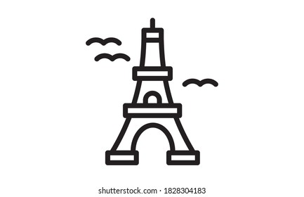 Eiffel tower icon in black style isolated on white vector image