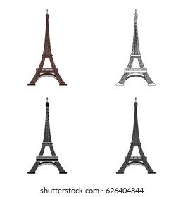 Eiffel tower icon in cartoon style isolated on white background. France country symbol stock vector illustration.