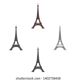 Eiffel tower icon in cartoon,black style isolated on white background. France country symbol stock vector illustration.