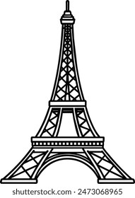 Eiffel Tower Icon complete editable line art