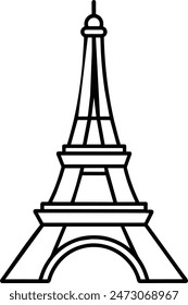 Eiffel Tower Icon complete editable line art