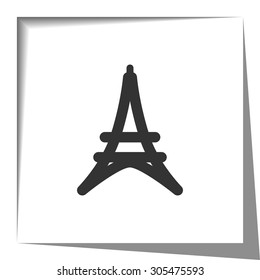 Eiffel Tower icon with cut out shadow effect