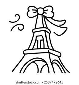 Eiffel tower icon in doodle style 

