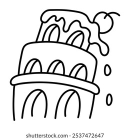 Eiffel tower icon in doodle style 

