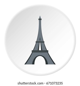 Eiffel tower icon in flat circle isolated vector illustration for web