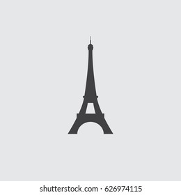 Eiffel Tower icon in a flat design in black color. Vector illustration eps10