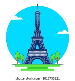 Eiffel Tower icon flat isolated ilustration vector. Building Traveling Icon in Paris.