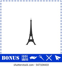 Eiffel tower icon flat. Simple vector symbol and bonus icon