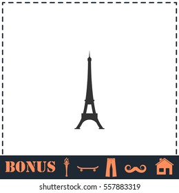 Eiffel tower icon flat. Simple vector symbol and bonus icon