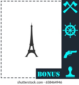 Eiffel tower icon flat. Simple vector symbol and bonus icon