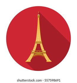 Eiffel tower icon in flat style isolated on white background. France country symbol stock vector illustration.