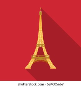 Eiffel tower icon in flat style isolated on white background. France country symbol stock vector illustration.
