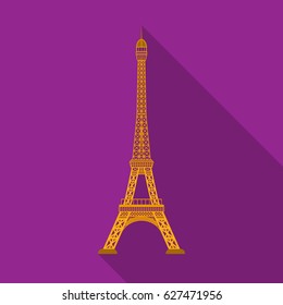 Eiffel tower icon in flat style isolated on white background. Countries symbol stock vector illustration.