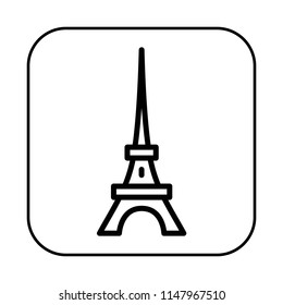 Eiffel Tower Icon. French Architecture concept. Editable stroke flat icons. Simple thin line art logo. Outline web app button. Vector illustration. 